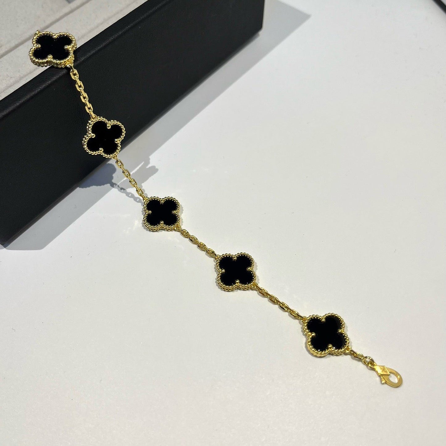 [AURORA]CLOVER  5 MOTIFS BLACK ONYX BRACELET