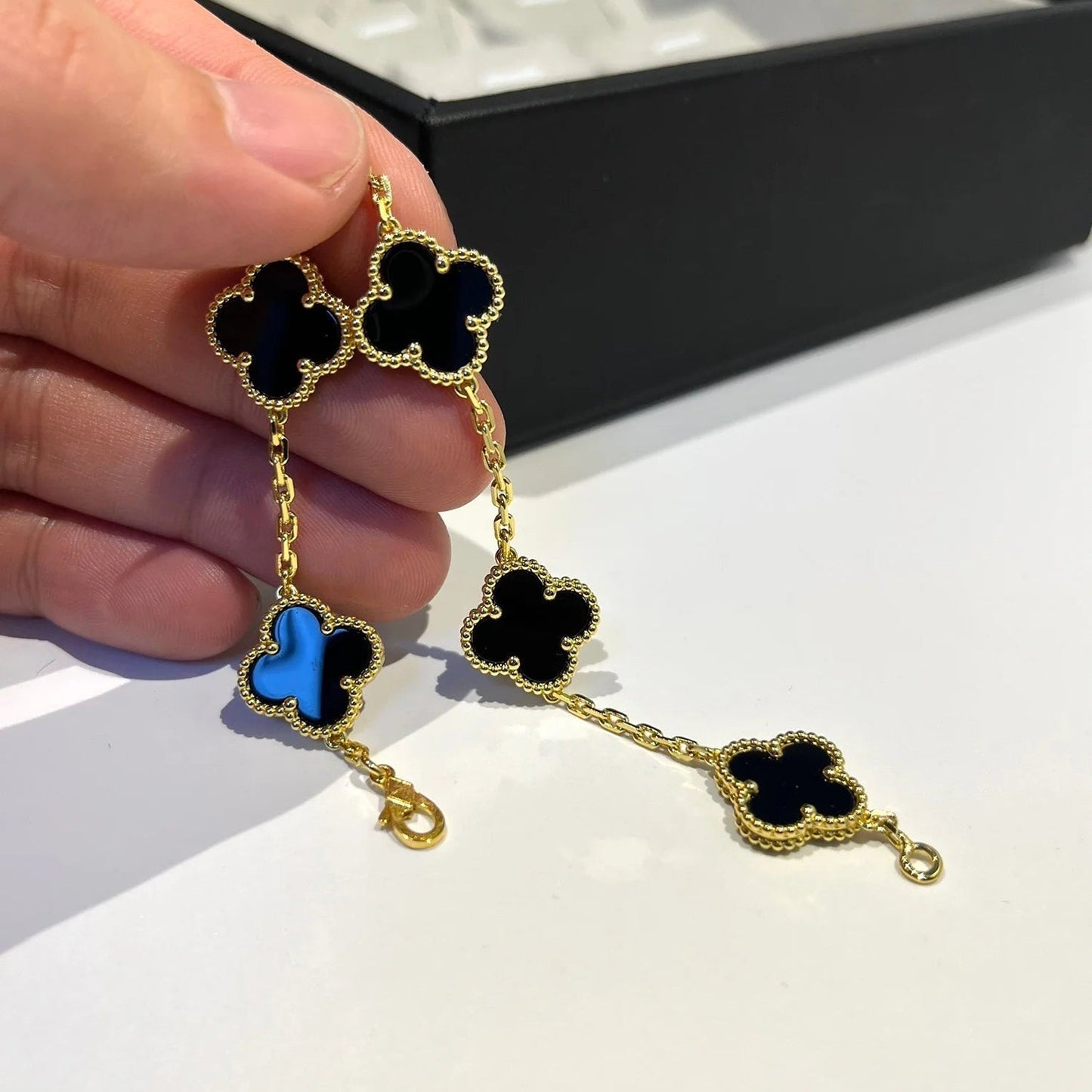 [Aurora]CLOVER  5 MOTIFS BLACK ONYX BRACELET