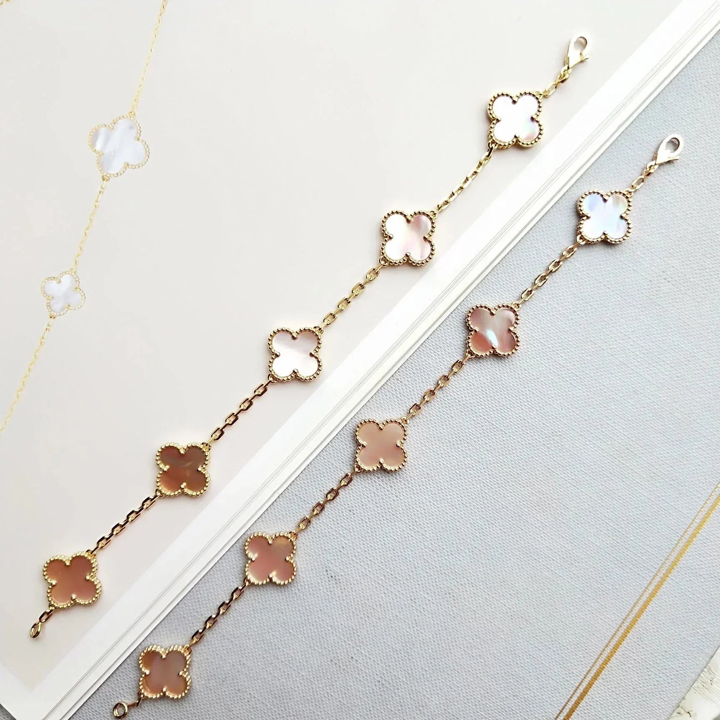 [AURORA]CLOVER 5 MOTIFS  PINK MOP BRACELET COLLECTION