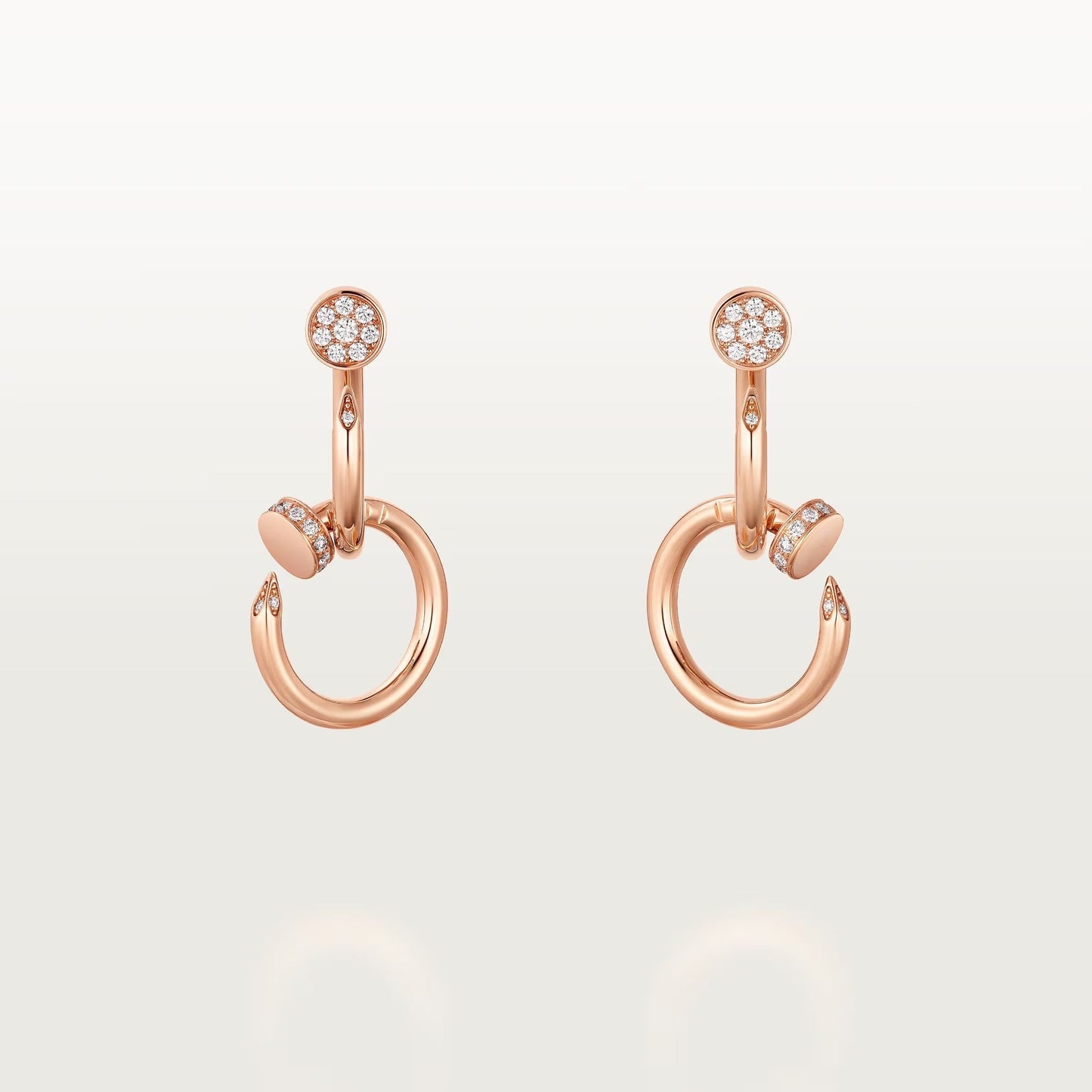 [AURORA]JUSTE HALF DIAMOND DOUBLE EARRINGS