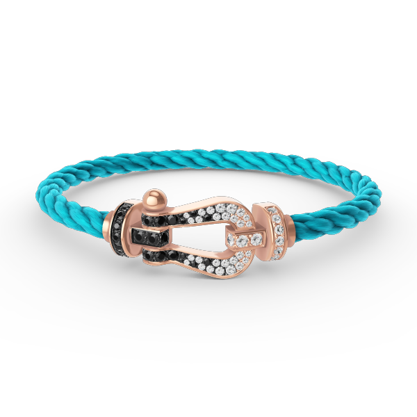 [AURORA]FORCE GROSSES HUFEISENARMBAND MIT SCHWARZ-WEISSEN DIAMANTEN UND ROSÉGOLD