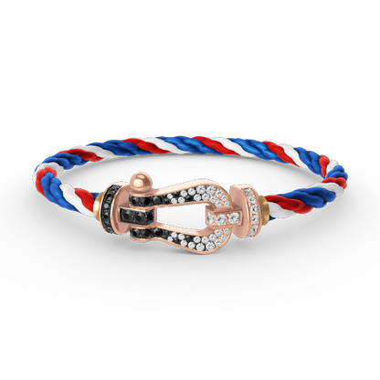 [Aurora]FORCE LARGE HORSESHOE BLACK WHITE DIAMOND BRACELET ROSE GOLD
