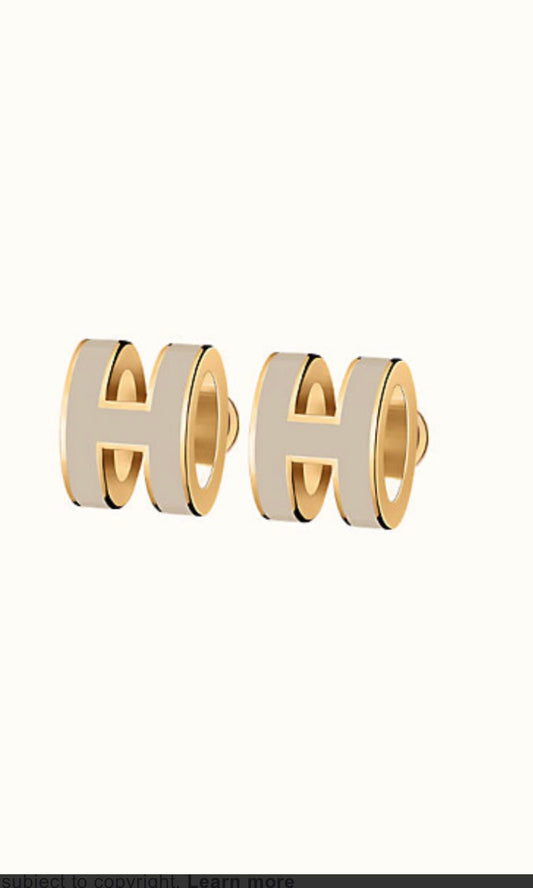 [Aurora]MINI POP H GOLD EARRINGS GREY