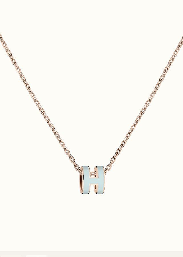 [Aurora]POP H LIGHT BLUE NECKLACE