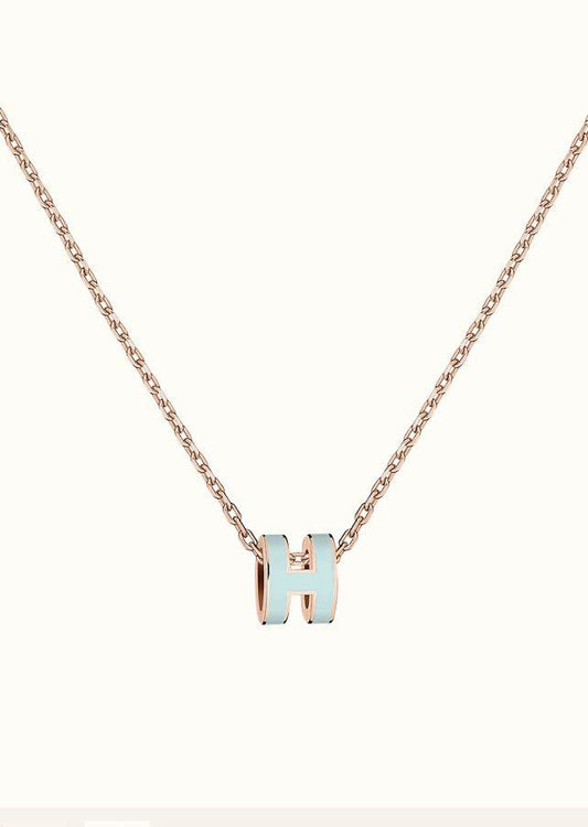 [Aurora]POP H LIGHT BLUE NECKLACE