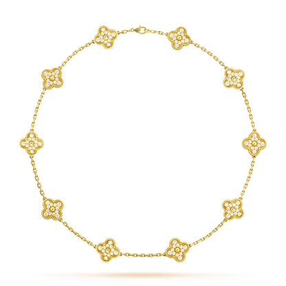 [AURORA]CLOVER 10 MOTIFS DIAMOND NECKLACE