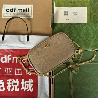 MARMONT MINI SHOULDER BAG 18 IN BUFF BEIGE CALFSKIN GOLD HARDWARE