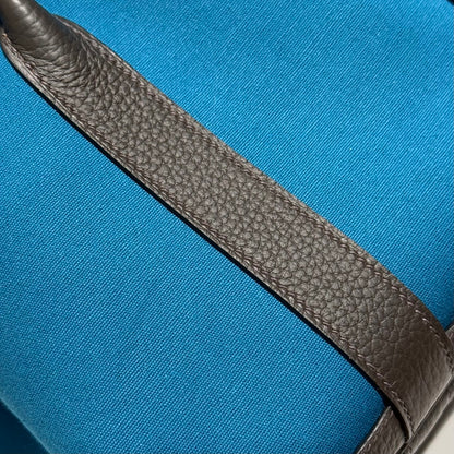 GARDEN PARTY 30CM IN BLUE TOILETS COTTON CANVAS AND BLACK CALFSKIN