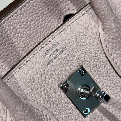 HERMES 25S MEDIUM BIRKIN 25 IN PINK BABY CALFSKIN SILVER HARDWARE