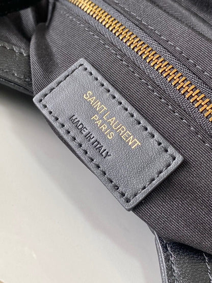 26 BLACK SHEEPSKIN WITH GOLD BUCKLE BAG