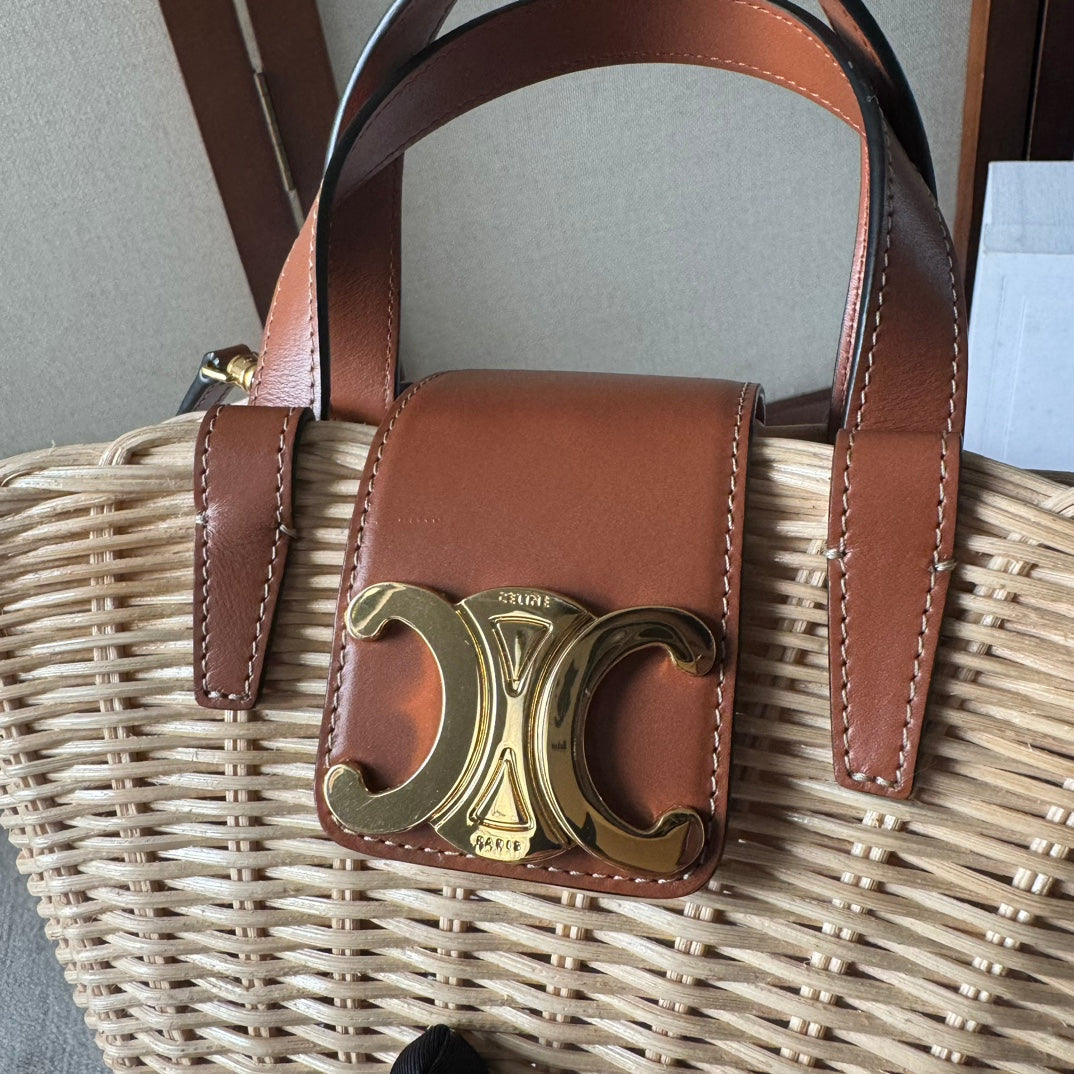 TEEN COUFFIN 32 IN BEIGE WINKER AND BROWN CALFSKIN TRIM