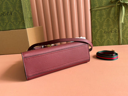 SMALL JACKIE TOTE 24 IN BURGUNDY LAMBSKIN