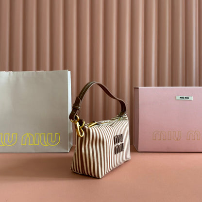 HOBO BAG 25 STRIPED WITH LOGO IN CANVAS GOLD HARDWARE