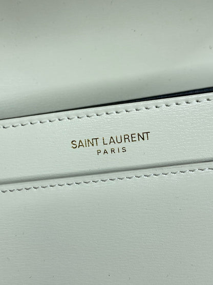 SOLFERINO SMALL SATCHEL 19 IN WHITE CALFSKIN GOLD HARDWARE