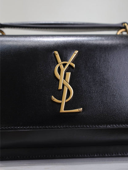 SUNSET SMALL BAG 19 IN BLACK CALFSKIN COPPER HARDWARE