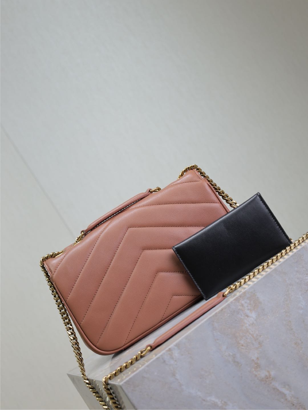 LOULOU SMALL 24 IN SALMON PINK SHEEPSKIN GOLD HARDWARE