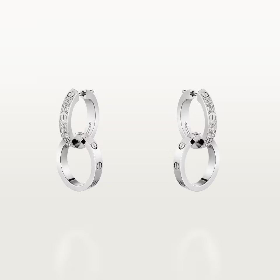 [AURORA]LOVE 3.3MM DANGLE HALF DIAMOND EARRINGS