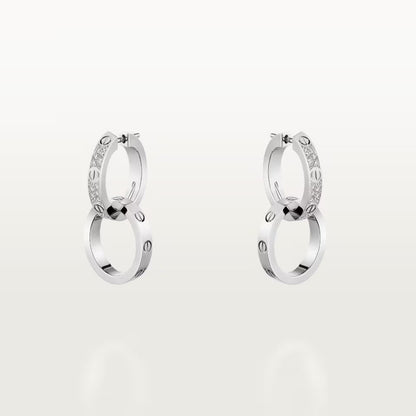 [AURORA]LOVE 3.3MM DANGLE HALF DIAMOND EARRINGS