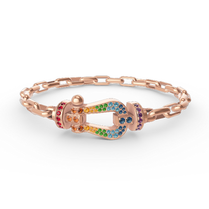 [AURORA]FORCE GROSSES METALLARMBAND MIT HUFEISENVERSCHLUSS