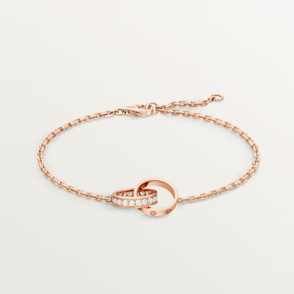 [AURORA]LOVE DOUBLE RING HALF DIAMOND BRACELET