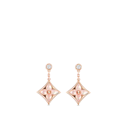 [Aurora]DOUBLE STAR PINK GOLD MOP DROP EARRINGS