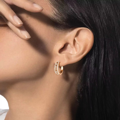[AURORA]Diamond Pave_ Hoop Earrings Move