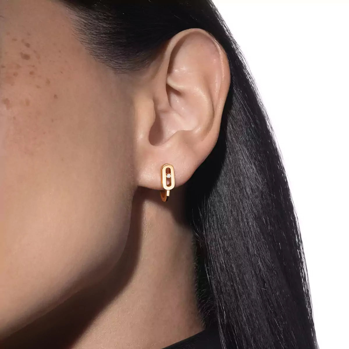 [AURORA]Diamond Mini Hoop Earrings Move Classique