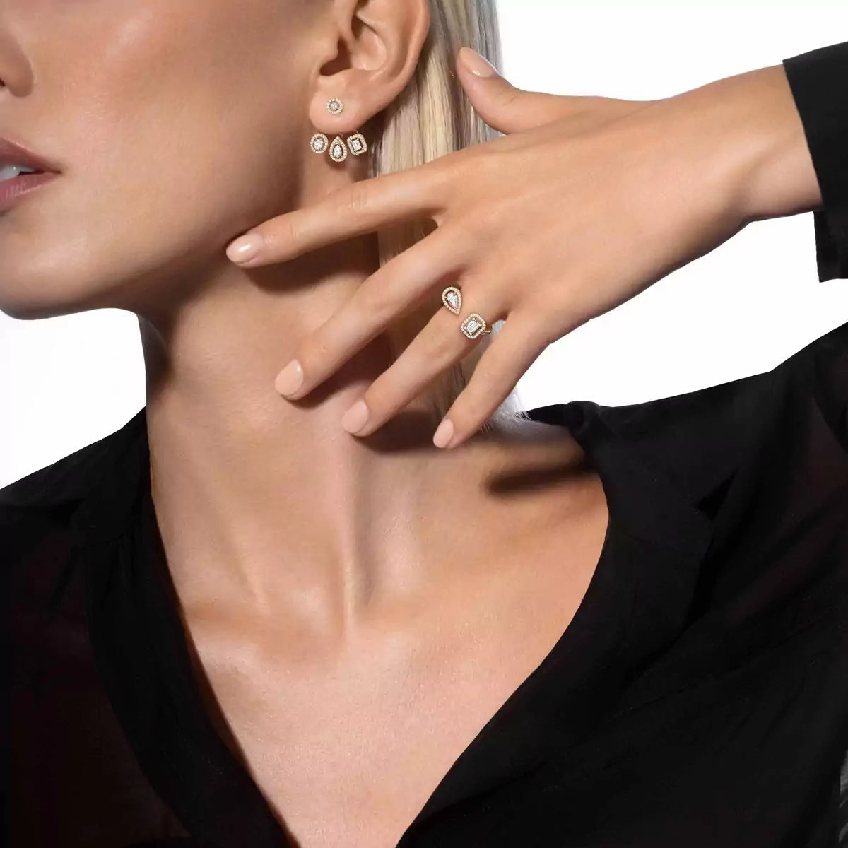 [AURORA] My Twin Trio  Diamond Earrings