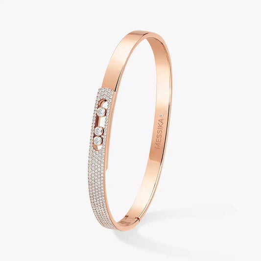 [AURORA]Move Noa Rose Gold Pavé Diamond Bangle Bracelet