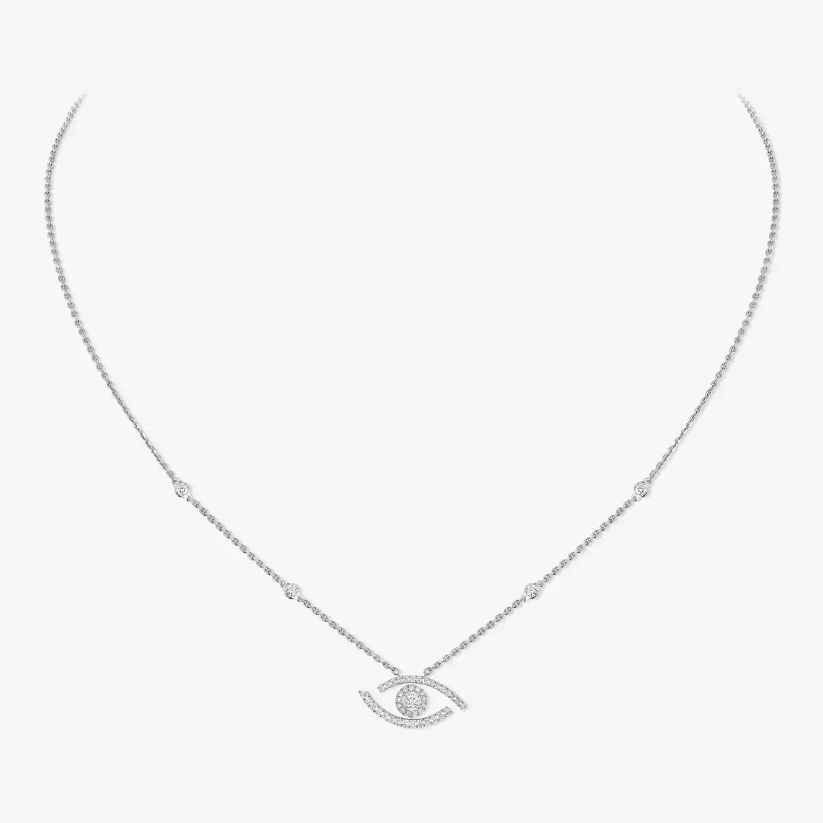 [AURORA]Pave_ Diamond Necklace Lucky Eye
