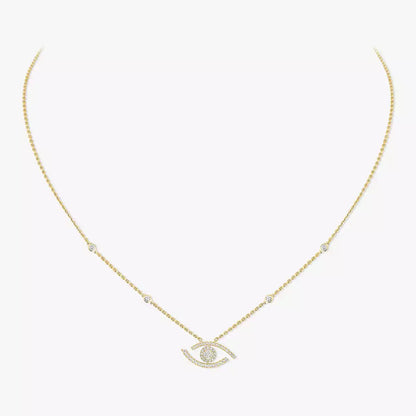 [AURORA]Pave_ Diamond Necklace Lucky Eye