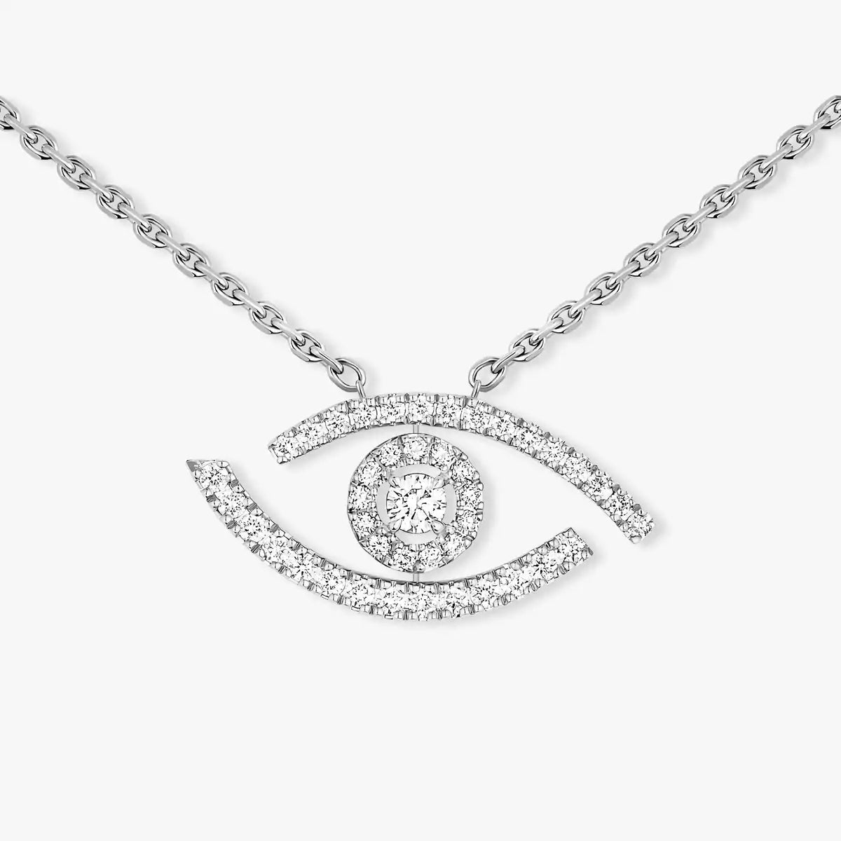 [AURORA]Pave_ Diamond Necklace Lucky Eye