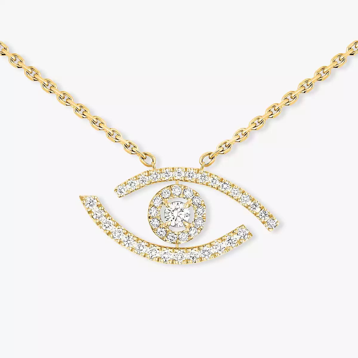 [AURORA]Pave_ Diamond Necklace Lucky Eye