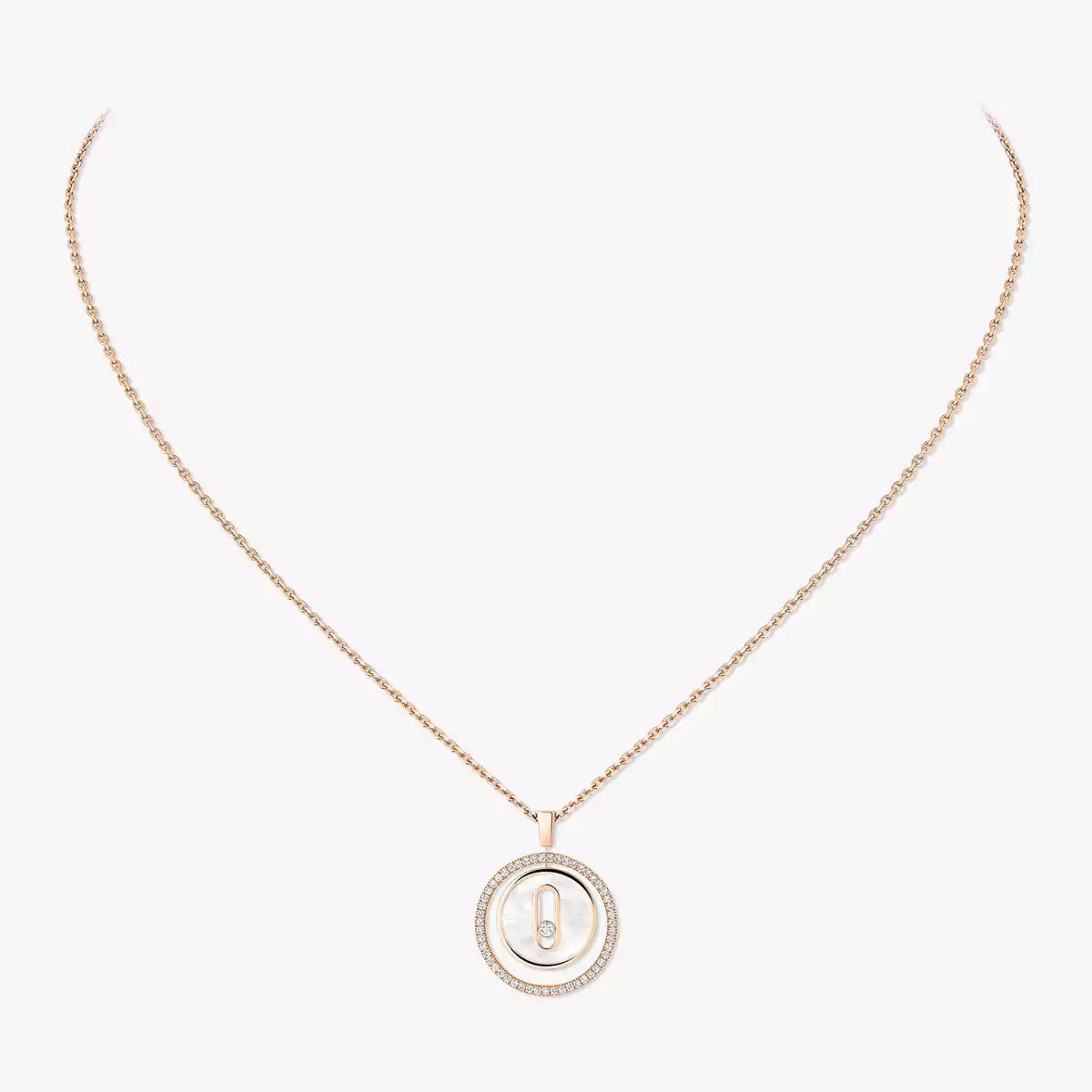 [AURORA]Lucky Move Diamond Necklace in Rose Gold and White Mother-of-Pearl
