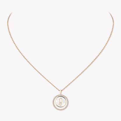 [AURORA]Lucky Move Diamond Necklace in Rose Gold and White Mother-of-Pearl