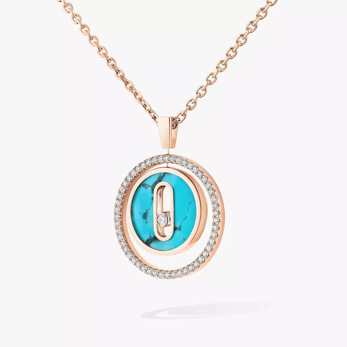 [AURORA]Lucky Move Diamond Necklace in Rose Gold and White Mother-of-Pearl