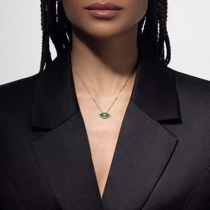 [AURORA]Lucky Eye Diamond Necklace in Rose Gold and Turquoise