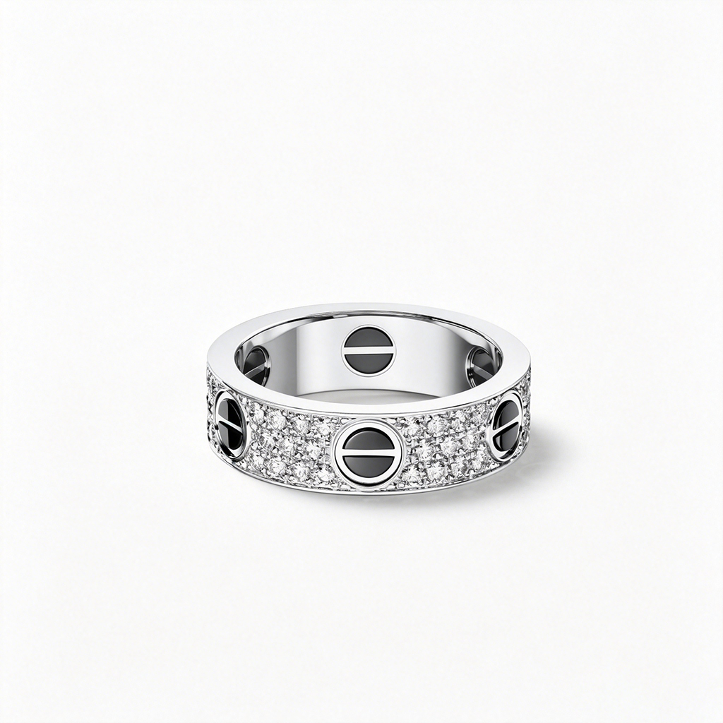 [AURORA]LOVE RING 5.5MM DIAMONDS PAVED CERAMIC