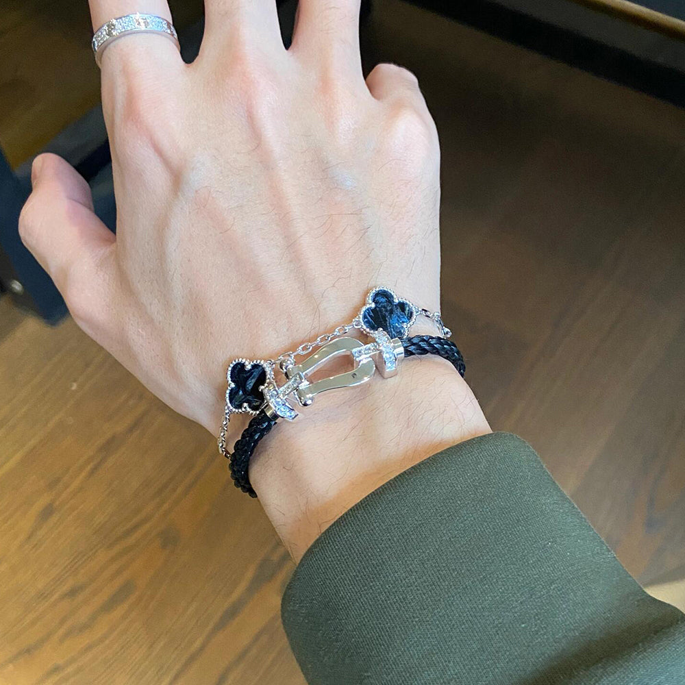 [Aurora]CLOVER 5 MOTIF PIETERSITE SILVER BRACELET