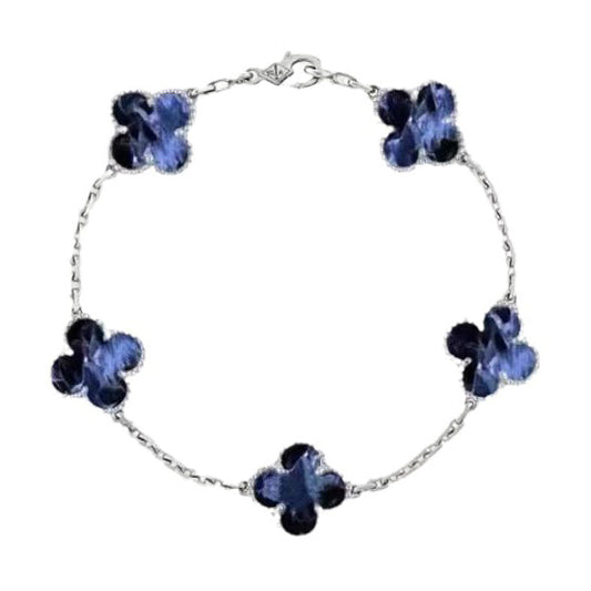 [Aurora]CLOVER 5 MOTIF PIETERSITE SILVER BRACELET
