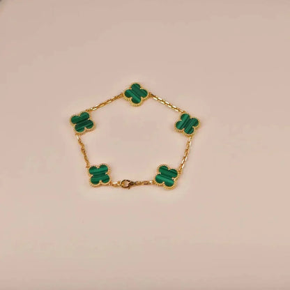 [Aurora]CLOVER 5 MOTIFS MALACHITE BRACELET