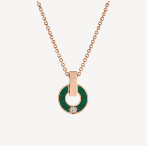 [Aurora]GARI NECKLACE PINK GOLD MALACHITE