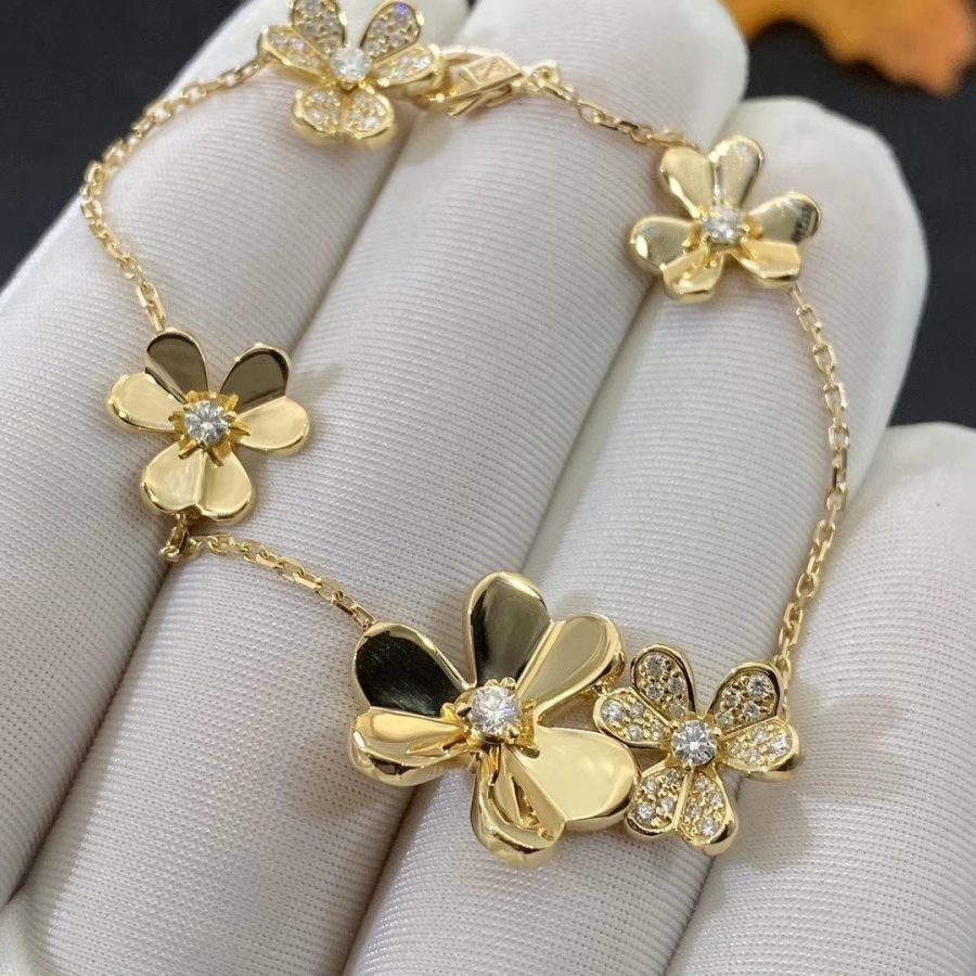 [AURORA]FRIVOLE GOLD 5 FLOWERS BRACELET
