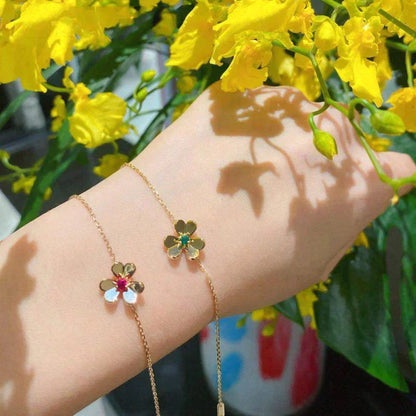 [Aurora]FRIVOLE GOLD FLOWER PINK MALACHITE BRACELET