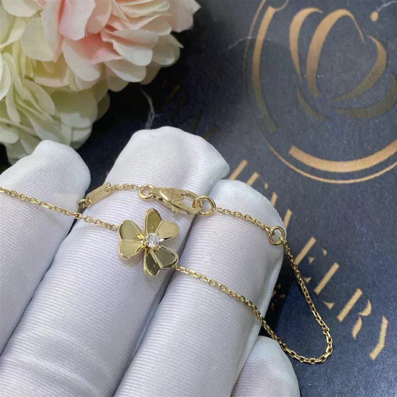 [Aurora]FRIVOLE GOLD FLOWER PINK MALACHITE BRACELET
