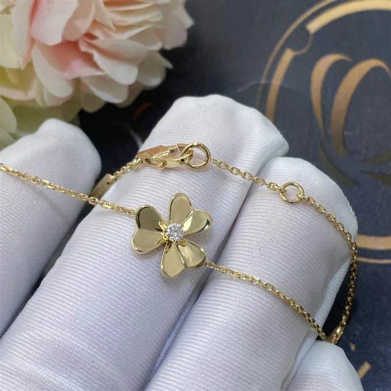 [Aurora]FRIVOLE GOLD FLOWER PINK MALACHITE BRACELET