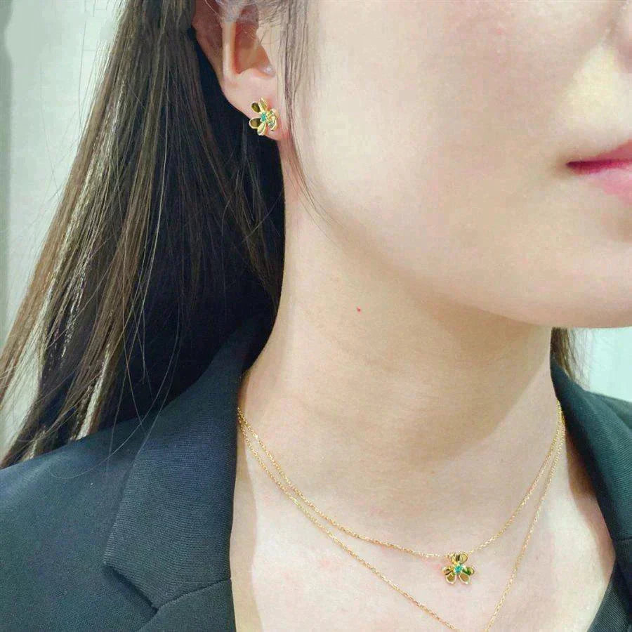 [Aurora]FRIVOLE  FLOWER MALACHITE EARRINGS