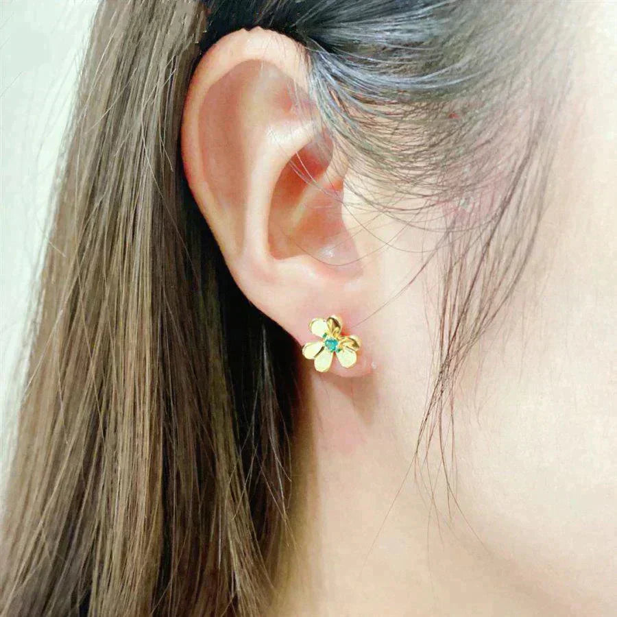 [Aurora]FRIVOLE  FLOWER MALACHITE EARRINGS