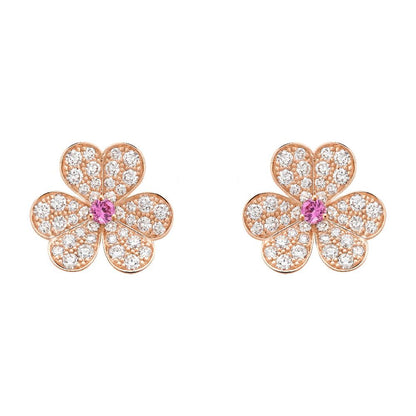 [Aurora]FRIVOLE PINK GOLD FLOWER DIAMOND EARRINGS