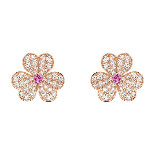 [Aurora]FRIVOLE PINK GOLD FLOWER DIAMOND EARRINGS